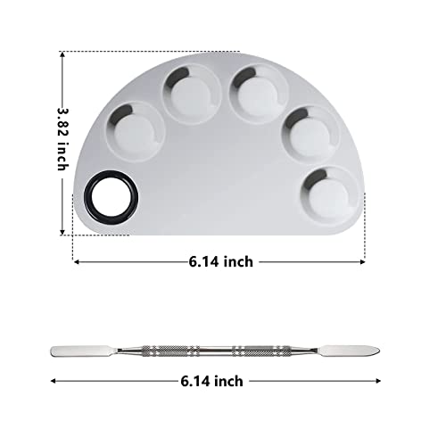 Image of Professional Stainless Steel with 5 Mixing Well Cosmetic Makeup, Nail Art, Foundation, Lipstick Blending Palette Tool with Spatula, Silver