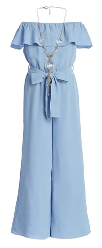 Image of iGirlDress Girls Wide Leg Off Shoulder Elegant High Waist Rompers Palazzo Pants Trousers Jumpsuits USA 4-14