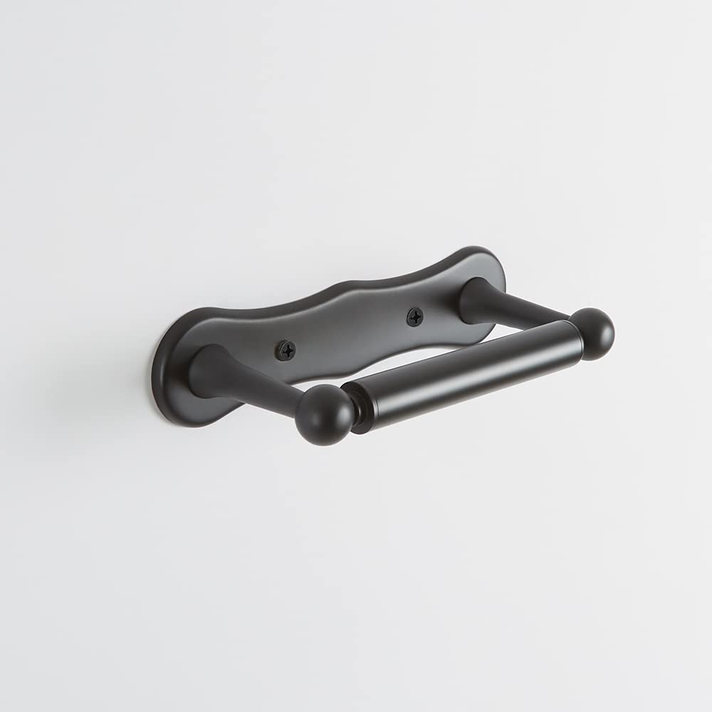 Milano Black Elizabeth Bathroom Wall Mounted Toilet Roll Paper Holder