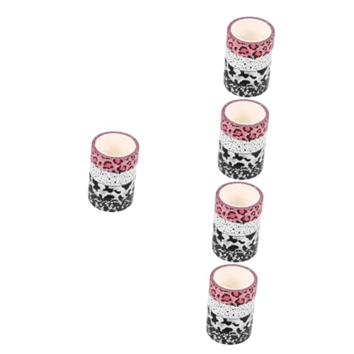 Ruban adhésif washi cartoon Operitacx motif lait pois noirs 20 rouleaux scrapbooking