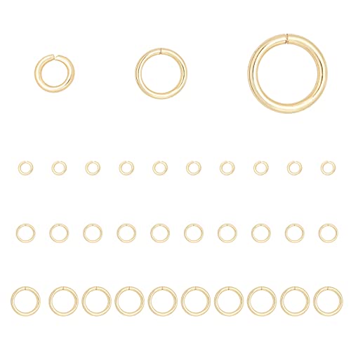 BENECREAT 30Pcs 4/6/8mm 14K Gold Filled Gold Jump Ring Jump Rings for Jewelry Making Gold Open Jump Rings Bulk for DIY Craft Earring Necklace Bracelet