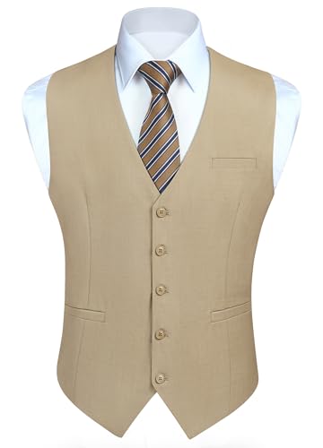 HISDERN Vest 101 Mens Slim Fit Suit Vest Waistcoat with 3 Pockets for Business Formal Wedding Prom and Casual Tuxedo Wear