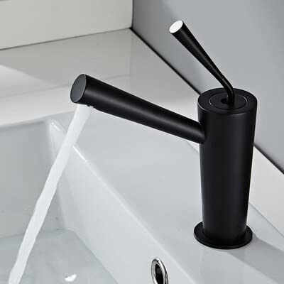 Robinet de salle de bain noir en laiton pour évier chaud et froid style 5