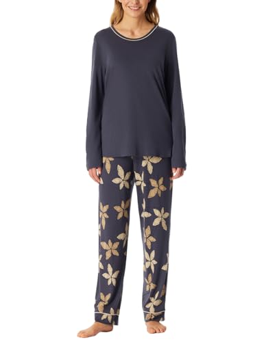 Schiesser Dampyjamas-set, lång bomull, modal-nattkläder, pyjamas-set, Grafit_181237, 40