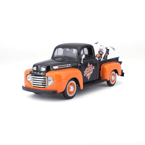 Camioneta Ford F-1 1948 con moto Harley 1958 escala 1:24