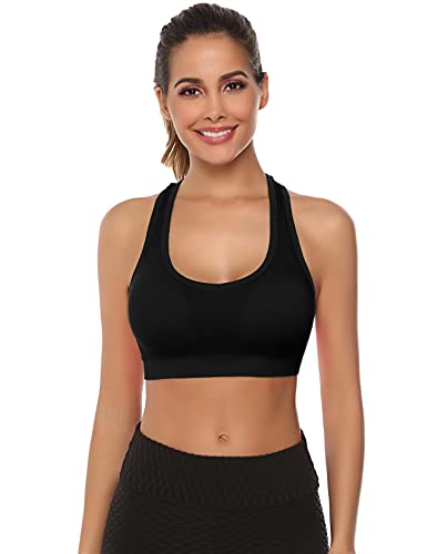 Nieery Soutien Gorge sans Armature, Brassiere Sport Femme avec Coussin Amovible Confortable Et Respirant pour l'Entraînement Physique Yoga…,Noir-2,XL Cover