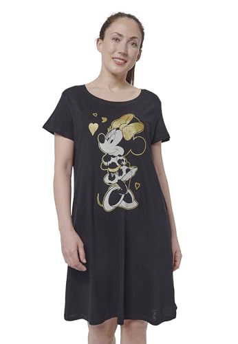 Disney Minnie Mouse T-Shirt für Damen - Oberteil Frauen Shirt Bigshirt Oversize Top Schwarz (as3, Alpha, m, Regular, Regular, M)