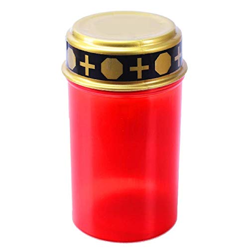 Lumino in vetro con base, candela per cimitero, lumino 6 angoli, Vetro, bella - rot, ohne Kerze