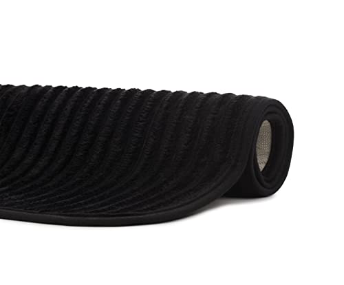Gözze - Non-Slip Soft Bath Mat, 100% Polyester, 60 x 100 cm - Black, 60 x 100 cm (Rectangular) - Image 2