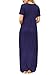 Women's Short Sleeve Crew Neck Long Maxi Casual Dress Small Size Navy