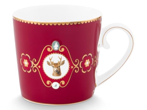 Pip Studio Love Birds Medaillon Hirsch Tasse dunkelrot 0,19l