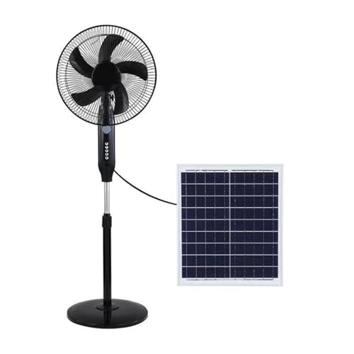 XNXYSMKJ Ventilatore Solare CA e CC a Doppio Scopo da 16 Pollici per Uso Domestico Grande accumulatore di energia eolica Domestico Scuotendo la Testa del Ventilatore da Pavimento (Black)