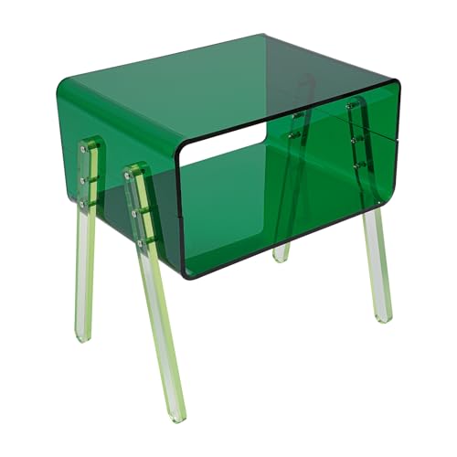 Acrylic Side Table, 2-Tier End Table with Open Storage, Modern