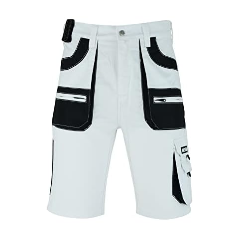 MS9 Mens Cargo Combat Painter Work Working Short Shorts White Cover