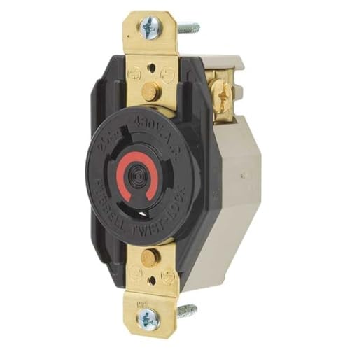 Réceptacle unique HBL2340 Hubbell noir 20A 480V 2 pôles 3 fils pour câblage rotatif