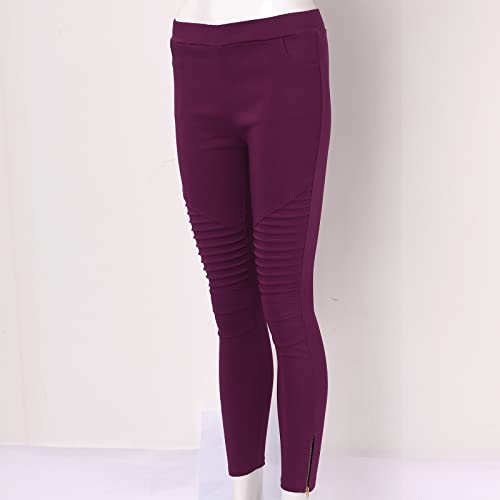 LULER Grote, meerkleurige, modieuze, casual, smal zittende, eenkleurige, elastische damesbroek met zakken, broek voor dames, breed zwart - Afbeelding 4