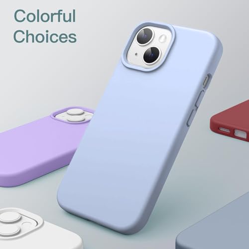 Image of DIZORO Microfiber Candy Case Compatible for iPhone 14 Plus, Shockproof Slim Back Cover Liquid Silicone Case (Sierra Blue)