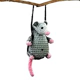 Possum Autospiegelaufhänger, Possum Autoornament, Süße gestrickte Opossum-Autodekoration, Entzückende handgefertigte Opossum-Rückspiegel-Anhängerverzierung für Opossum-Liebhaber