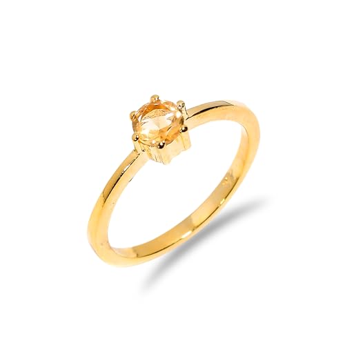 Bague en argent Stone House sertie d'une citrine naturelle façonnée à la main