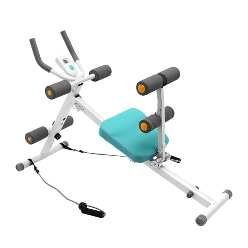 Aparato de entrenamiento abdominal multifuncional plegable para entrenamiento de cuerpo completo, máquina abdominal con monitor LCD y 2 bandas de resistencia, equipo de entrenamiento para el hogar Aparato de entrenamiento abdominal multifuncional plegable para entrenamiento de cuerpo completo, máquina abdominal con monitor LCD y 2 bandas de resistencia, equipo de entrenamiento para el hogar