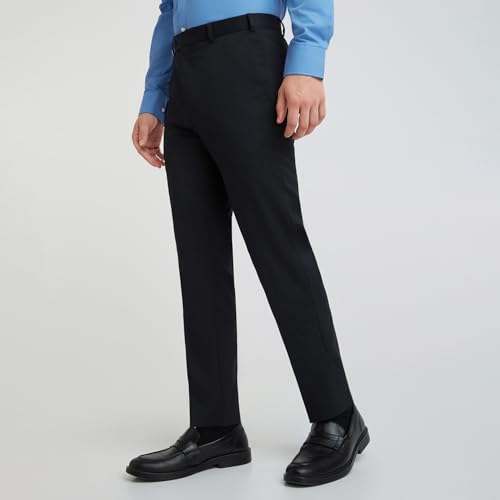 Image of Park Avenue Men Straight Neo Fit Poly Viscose Blend Structure Pattern Flat Front Formal Trouser