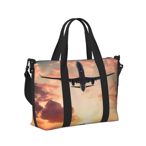 Travel Duffel Bag for Women, Large Shoulder Weekender Overnight Bag, Sport Gym Bag for Men, Carry On Tote Bags, Airplane Sunset Sky Luggage Bag for Travel Essentials2