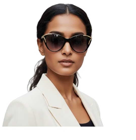 rynochi Trendy Oversized Cat Eye Sunglasses for Women & Girls | UV Protected Non-Polarized Lens | Black & Gold Stylish Frame (Pack of 1)-picture-32
