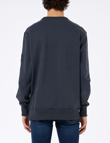 Calvin Klein Herren Sweatshirt Badge Crew Neck aus Baumwolle, Blau (India Ink), XXS – Ansicht 3