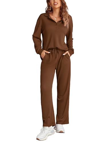 Ekouaer Womens Waffle Knit Pajamas Sets 2 Piece...