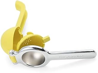 Citrus Juice Press Squeezer for Lemons and Limes with Seed Catcher and Pour Spout, Lemon, 8 Inch