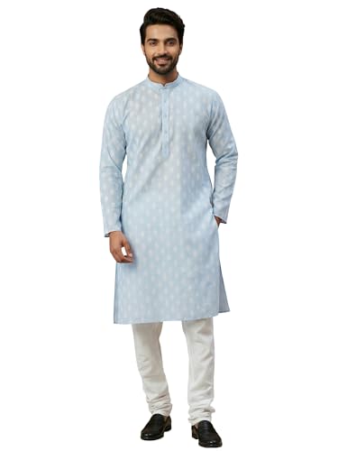 Image of Amazon Brand - Tavasya Men Floral Printed for Regular Fit Kurtas | Ethnic Wear | Festive | Cotton Blend | Knee Length