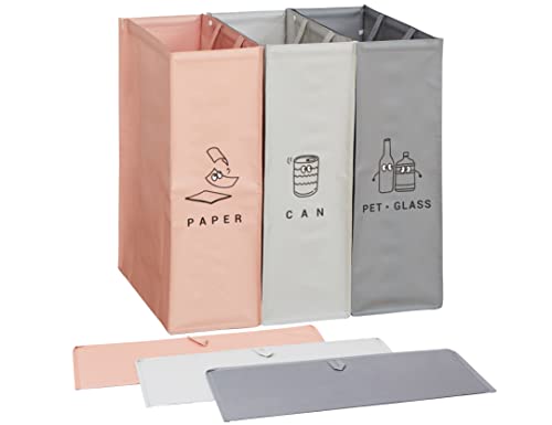 ECOWAN LIVING 53L Slim Recycle Bins for Kitchen, Indoor Recycling Bins, Recycle Bins for Home, Recyclable Waste Trash Sorting Organizer, Reusable Waterproof Anty-Deformation Design, Pack of 3 Bags