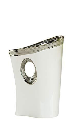 Jarrones Decorativos Modernos Blanco y Plata Marca Gilde