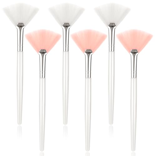 Soft 6-Piece Fluffy Makeup Brushes - Face Mask Applicator and Facial Fan Brushes for Women & Girls