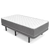 Este colchón compuesto de Núcleo MUELLE ENSACADO cde 2mm firme, Tejido STRETCH acolchado en capitoné y de 250gr con viscoelástica y Tejido 3D acolchado en fibra atérmica es ideal tanto para invierno como para verano.
