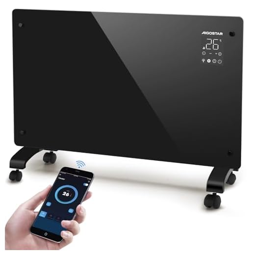 Aigostar Helen Smart - Radiador Electrico Bajo Consumo Silencioso, Convector Eléctrico Panel de Vidrio Ultra Fino. Conexión Wi-Fi, Temporizador de 24 h, 3 modos, Pantalla LED Táctil. Programable.