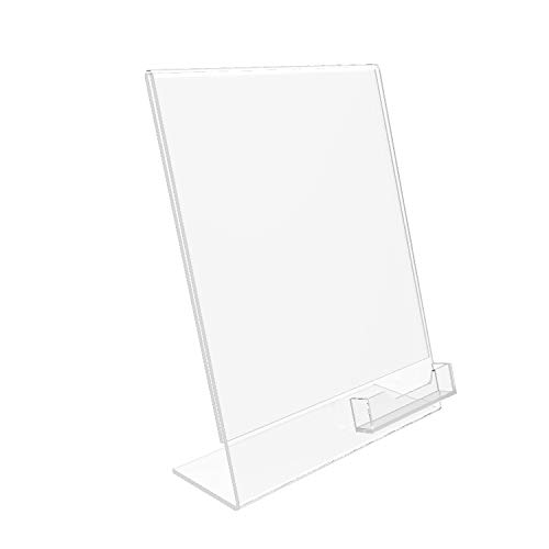 FixtureDisplays® 8.5 x 11"Lucite Plexiglass Clear Acrylic Slanted Sign Holder with Removable Business Card Holder 20047-NEW-NF