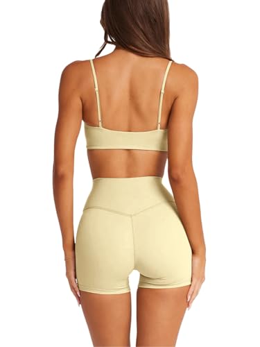 Image of LASLULU Womens Adjustable Spaghetti Straps Sports Bra Square Neck Wireless Padded Workout Yoga Crop Tops