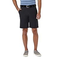 Haggar Mens Cool 18 Pro Straight Fit 4-Way Stretch Expandable Waist with Big & Tall Sizes Flat Front Shorts, Black Classic, 34 US