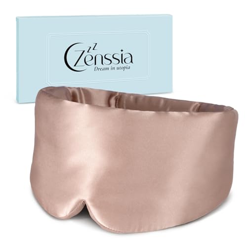 Zenssia Schlafmaske Seide für Damen und Herren, vergrößerte und verbreiterte Augenmaske mit verstellbarem Klettverschluss für tägliche Ruhe und...