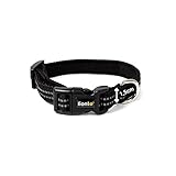lionto Hundehalsband aus strapazierfähigem Nylon, Größe XS, weiches gepolstertes Halsband für Hunde, 360° reflektierend & Klickverschluss, Metallring & Anpassung durch stufenlosen Schieber, schwarz