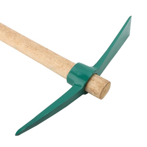 SOUJAP 2 PCS 17.7 Inches Pick Mattock Hoe, Pickaxe with Wooden Handle, Garden Pick Axe for Gardening, Camping