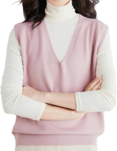 Women's Ultra-Soft V-Neck Knit Vest, Solid Color Sleeveless Pullover Sweater