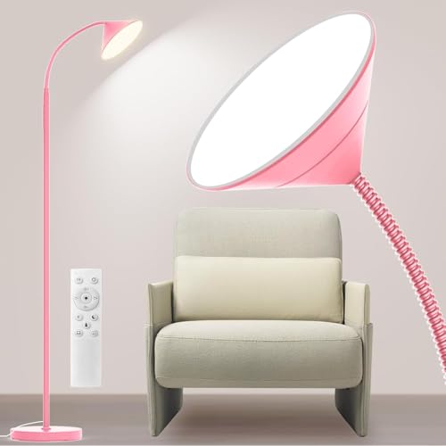 Image of Yikuneng Dimmable LED Floor Lamp, Super Bright Reading Lamps Floor Standing lamp with Remote & Touch Control, Stepless Dimming & 2700K-6500K Color Temperature, for Living Room Bedroom Office, Pink