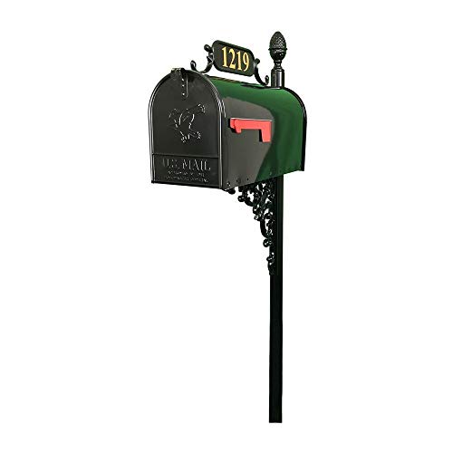 Addresses Of Distinction Oak Mailbox & Post Kit – Black Mailbox System – Includes Address Plaque, Bracket & Mounting Hardware – Rust Resistant Metal Mailbox With Pineapple Finial #TOP2