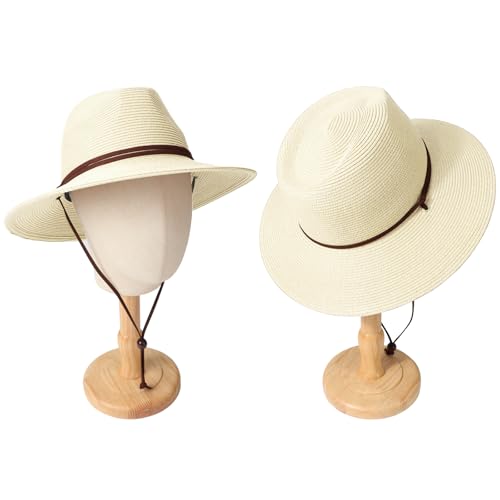 Sombrero de paja para mujer verano con ala ancha y correa miniatura 7