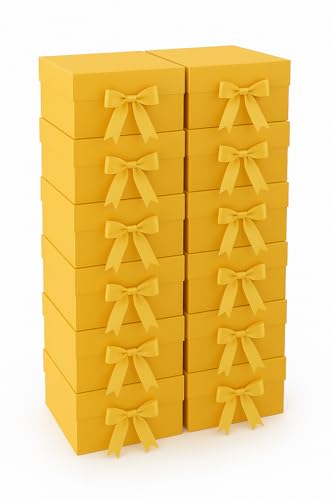 Image of Awestuffs Premium Golden Gift Boxes for Gift Packaging, Reusable Decorative Gift Boxes (23 x 16 x 10 cm) for Hampers, Weddings, Birthdays, Festivals & Corporate Gifts (Pack of 12)
