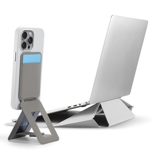 MOFT Phone Tripod Stand, MagSafe Wallet Tripod Stand, NFC-Supported Phone Wallet Taupe & Laptop Sleeve Bag for 15"-16" Misty Cove