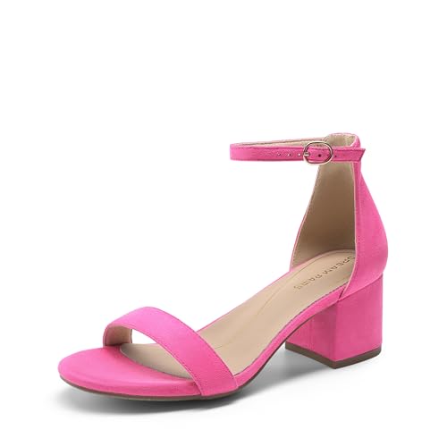 DREAM PAIRS Women's Low-Chunk Low Heel Pump Sandals with Ankle Strap