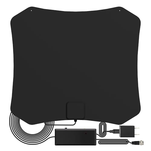 Indoor TV Antenna with Amplifier - Supports 4K 8K 1080p HDTV for Smart TV - Long Range Reception for Local Channels with 16.4 Ft Coaxial Cable